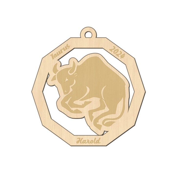 Personalized Zodiac Facts Taurus Wood Ornament