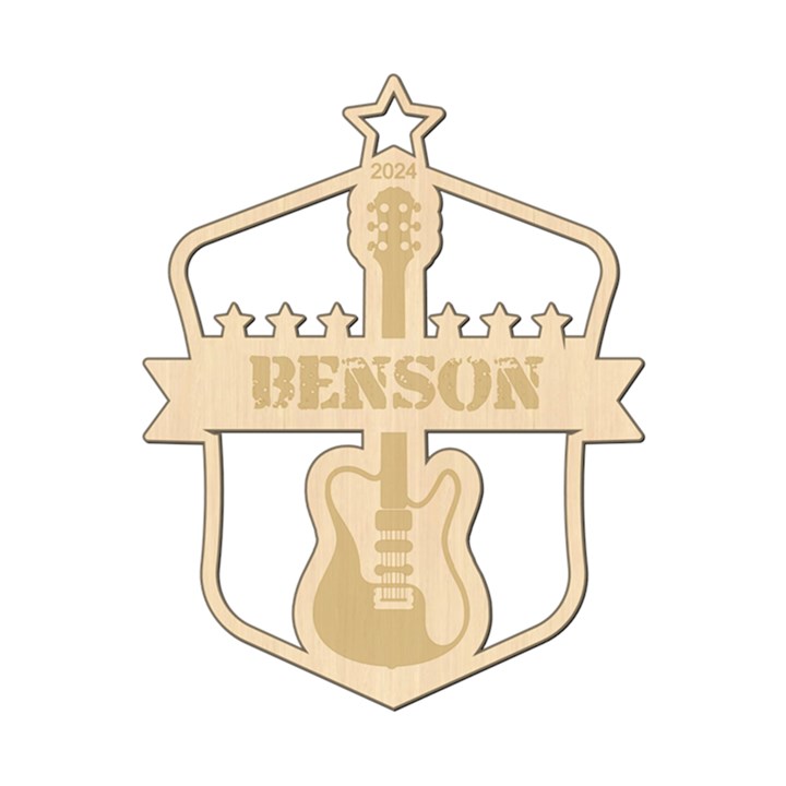 Personalized Musical Rock Bass Guitar Wood Ornament