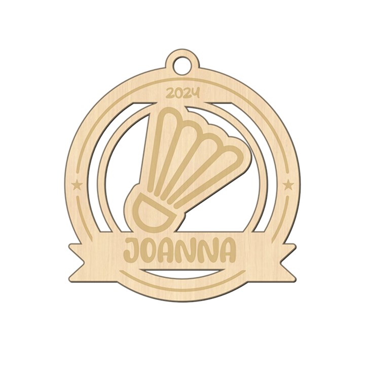 Personalized Sport Theme Badminton Wood Ornament