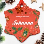 Xmas Coral Star Ornaments Ornament (Snowflake) Front