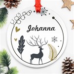 Xmas Deer with Photo Circle Ornaments Round Ornament (Two Sides) Front
