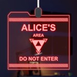 Personalized Name Warning Alert LED Acrylic Ornament Front