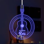Personalized Name Musical Guitar LED Acrylic Ornament Front