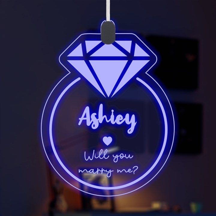 Personalized Name Diamond Ring LED Acrylic Ornament