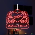 Personalized Couple Name LED Acrylic Ornament Front