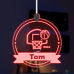 Personalized Sport Theme Basketball LED Acrylic Ornament Front