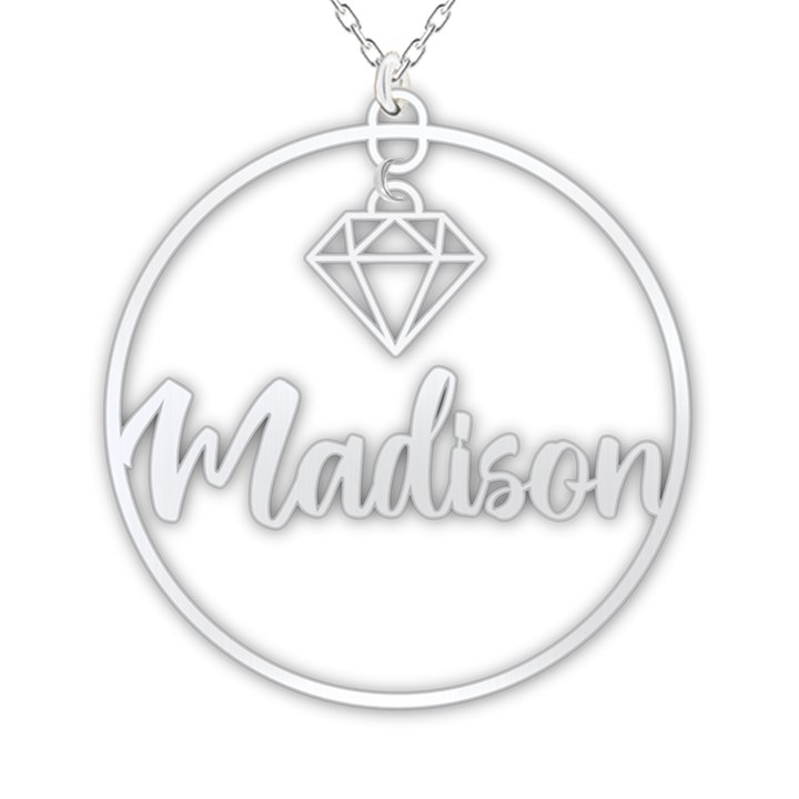 Personalized Name Diamond Love 925 Sterling Silver Name Pendant Necklace