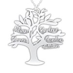 Personalized Name Family Tree 4-5 People 925 Sterling Silver Name Pendant Necklace Front
