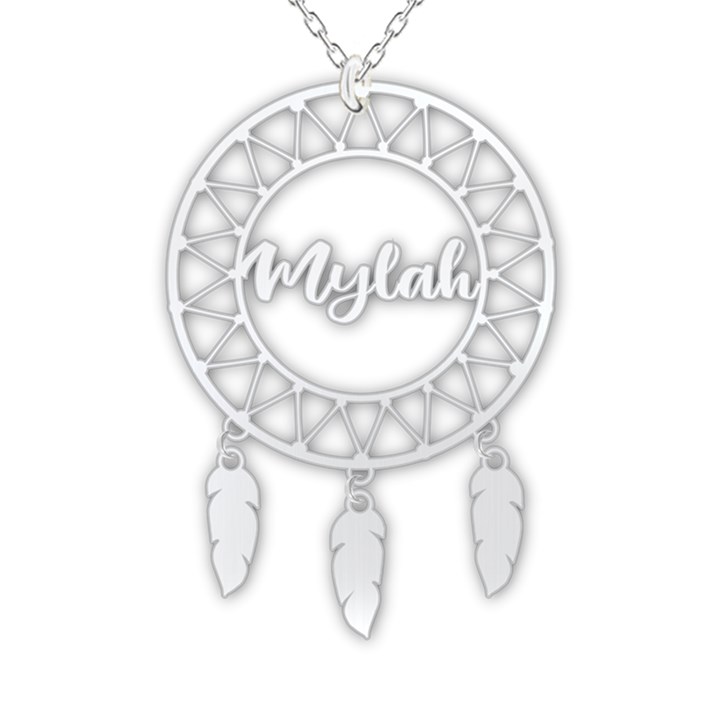 Personalized Name Dream Catcher Boho 925 Sterling Silver Name Pendant Necklace