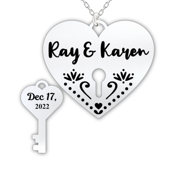 Personalized Name Love Key Lock 925 Sterling Silver Name Pendant Necklace