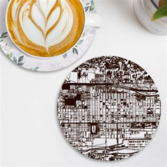 Antique Oriental Town Map  Uv Print Round Tile Coaster