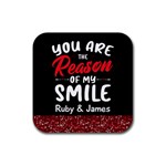Personalized Digital Printed Red Sequins Rubber Coaster (Square) Front