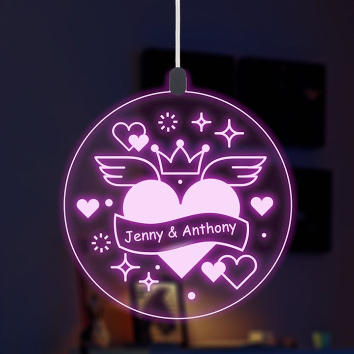 Valentines fly heart with wings LED Acrylic Ornament