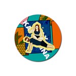Colorful Couple Rubber Coaster (Round) Front