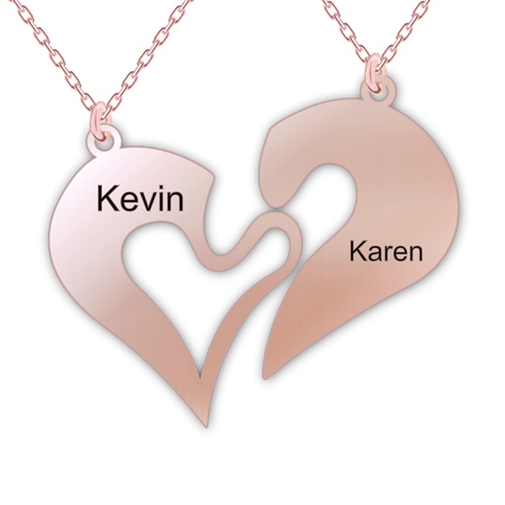 Personalized 2 Names Heart 925 Sterling Silver Pendant Necklace