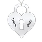 Personalized 2 Names Heart Locker 925 Sterling Silver Pendant Necklace Front