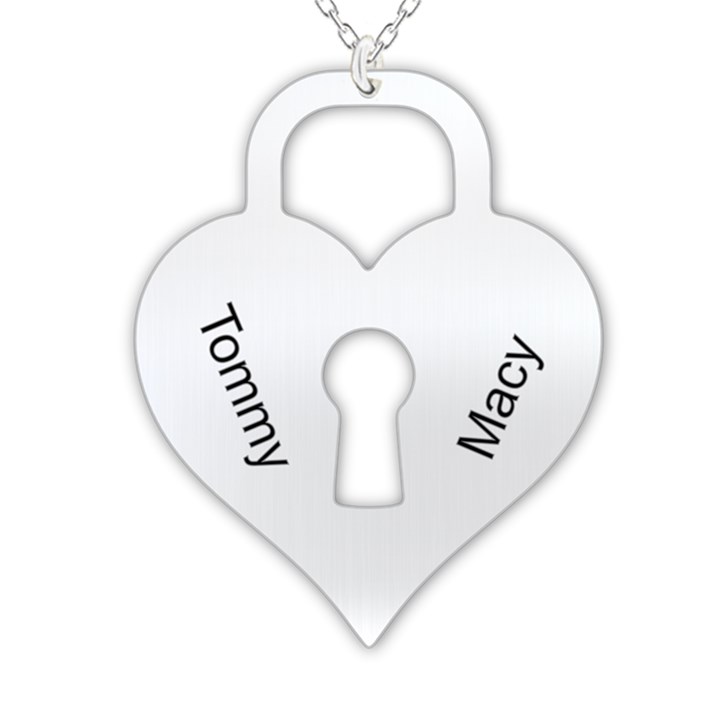 Personalized 2 Names Heart Locker 925 Sterling Silver Pendant Necklace
