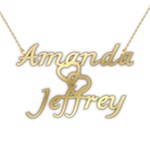 Personalized Couple Heart Name 925 Sterling Silver Pendant Necklace Front