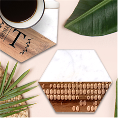 Pattern Blue Logo Marble Wood Coaster (hexagon) 