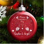 Personalized Name Love Angel Champagne Valentines day LED Glass Round Ornament Front