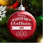 Personalized Easter Day Rabbit Egg Name LED Glass Round Ornament Front