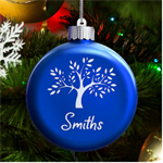 Personalized Family Tree Name LED Glass Round Ornament Front