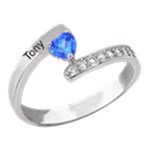Diamond 1 Name Heart Ring 925 Sterling Silver Ring Front
