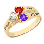 Diamond 3 Name Heart Ring 925 Sterling Silver Ring Front