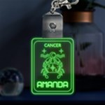 Personalized Horoscope Sign Name LED Key Chain Front