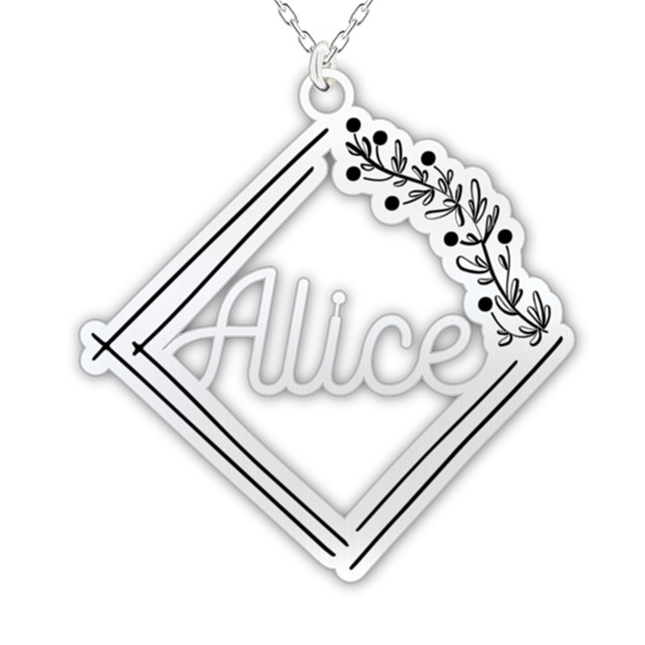 Personalized Name Plant Frame 925 Sterling Silver Pendant Necklace