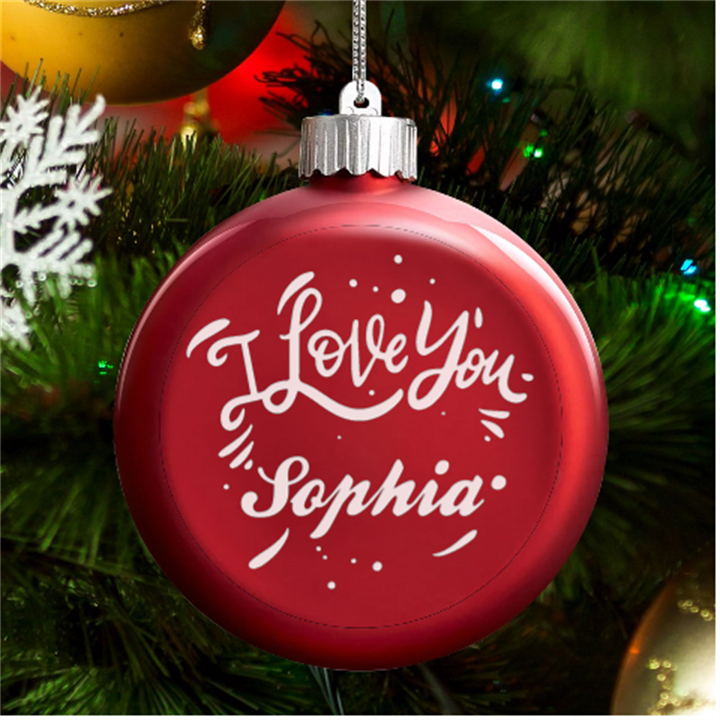 Personalized Name Font LED Glass Round Ornament