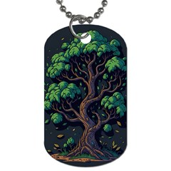 Tree Nature Cartoon Drawing Comic Dog Tag (one Side)
