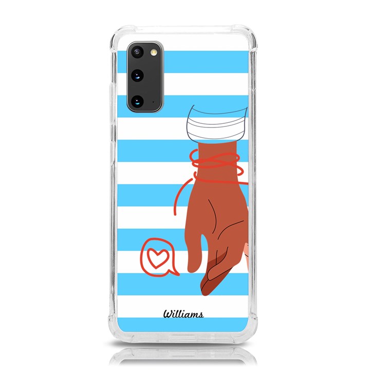 Personalized Name Couple Hands Strips Color Samsung Galaxy S20 6.2 Inch TPU UV Case