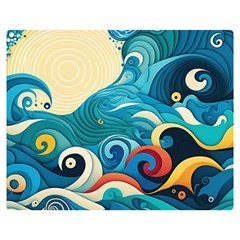 Waves Ocean Sea Abstract Whimsical (2) Two Sides Premium Plush Fleece Blanket (medium)