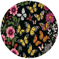 Flowers-109 Wooden Bottle Opener (round)