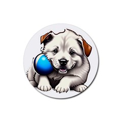 Dog Animal Pet Puppy Pooch Rubber Coaster (round)
