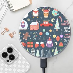 Vector Set Cute Christmas Elements Santa Penguin Deer Bear Fox Owl Trees Snowman Bird Angel More Wireless Fast Charger(white)