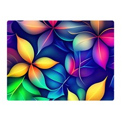 Ai Generated Artwork Leaves Nature Pattern Two Sides Premium Plush Fleece Blanket (mini)