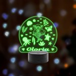 Personalized Mermaid Name Remote LED Acrylic Message Display (Black Round Stand)  Front