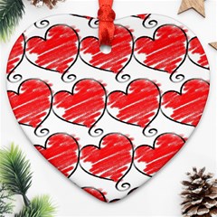 Seamless-heart-red Heart Ornament (two Sides)