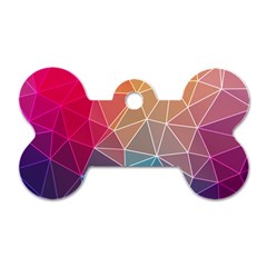 Multicolored Geometric Origami Idea Pattern Dog Tag Bone (one Side)