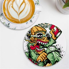 Scooter-motorcycle-graffiti Uv Print Round Tile Coaster