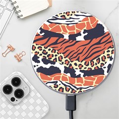 Mixed-animal-skin-print-safari-textures-mix-leopard-zebra-tiger-skins-patterns-luxury-animals-textur Wireless Fast Charger(white)