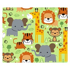 Seamless-pattern-vector-with-animals-wildlife-cartoon Two Sides Premium Plush Fleece Blanket (small)