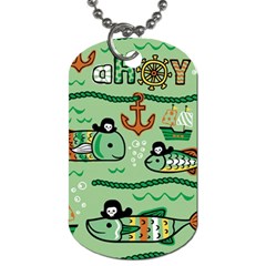 Seamless-pattern-fishes-pirates-cartoon Dog Tag (one Side)
