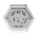 Personalized Rose Bird Hexagon Wood Jewelry Box Front