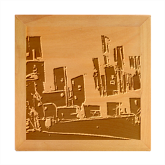 Buildings City Urban Destruction Background Wood Photo Frame Cube