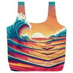 Waves Ocean Sea Tsunami Nautical Art Nature Full Print Recycle Bag (xxxl)