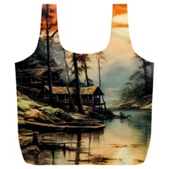 Fantasy Landscape Foggy Mysterious Full Print Recycle Bag (xxxl)