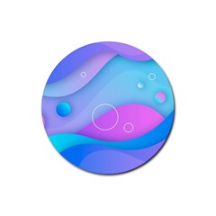 Colorful Blue Purple Wave Rubber Coaster (round)
